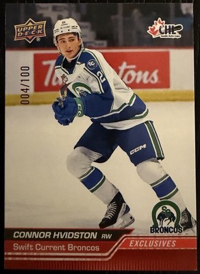 Connor Hvidston Rookie 2023-24 Upper Deck CHL #10 Exclusives /100 (RC) Anaheim