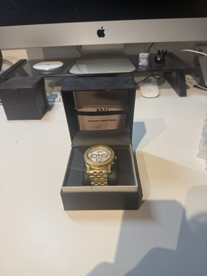 JBW Krypton Swarowski Crystal White Chronograph Dial Gold Watch