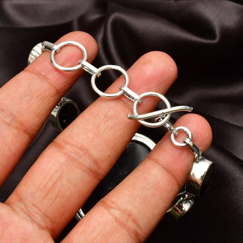 Bracciale opale di fuoco pietre preziose argento sterling 925 braccialetto... - Immagine 4 di 4