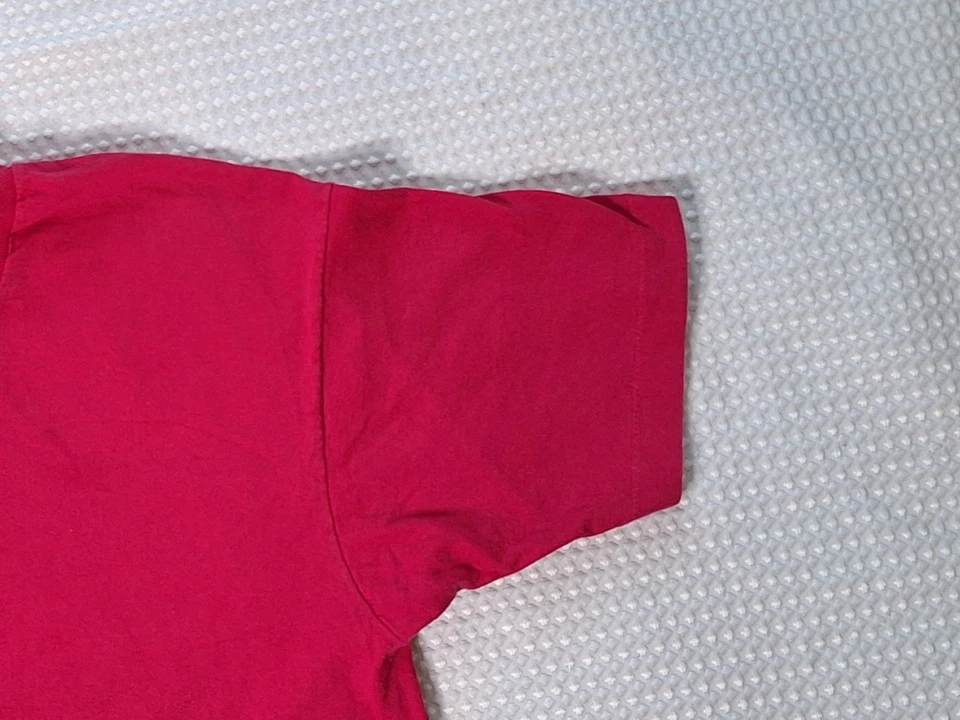 Camiseta Vintage Algodão Rosa Liso Tamanho G Ponto Único Tear de Frutas Roupa Casual EUA - Imagem 4 de 4