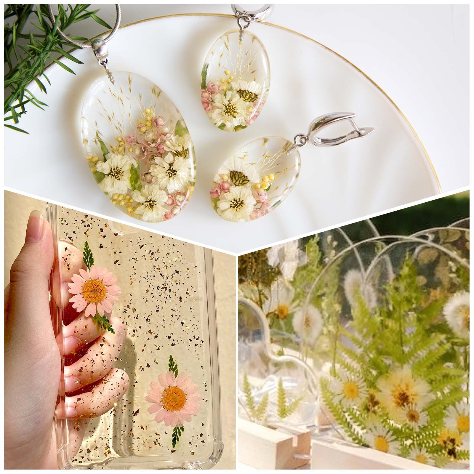 36 Pcs Dried Pressed Flower Leaves Bulk for Resin, Beige