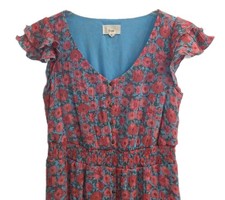 Fyve Floral Boho Maxi Dress Womens Medium Ruffle Sleeves Flowy Lined BEAUTIFUL 