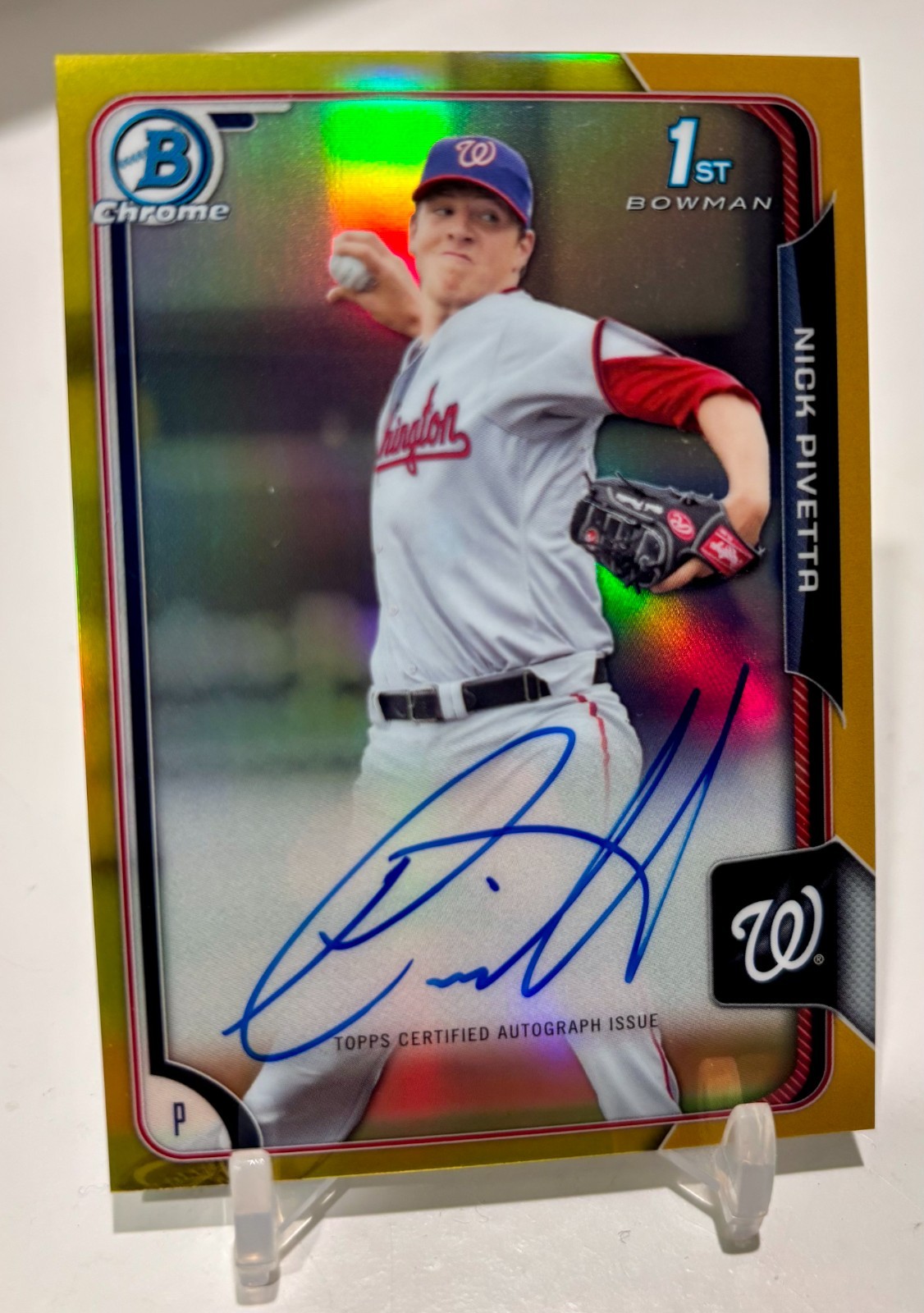 2015 Bowman Chrome Prospects - Nick Pivetta Gold Refractor Auto /50 #BCAP-NP 