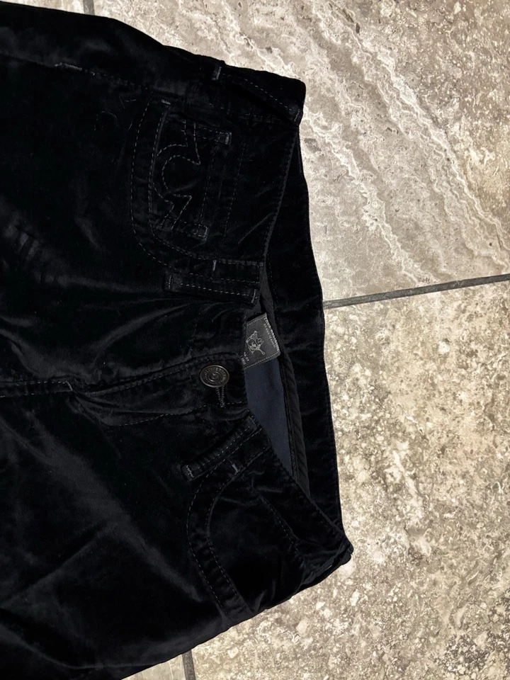 Black velvet true religion flare pants #gothfashion28 - Image 2 of 4
