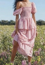 LoveShackFancy Target Pink Floral Smocked Tiered Maxi Dress XS Cottagecore