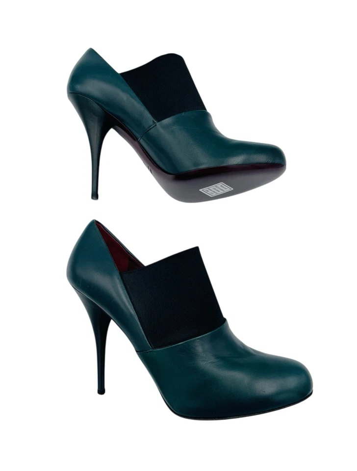 Miu Miu By Prada Teal Stiletto Booties Leather Womens Size US 9 EU 39 - Image 4 of 4