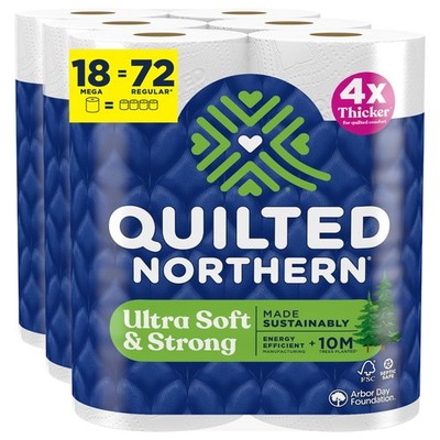 Ultra Soft & Strong Toilet Paper, 18 Mega Rolls = 72 Regular Rolls, 5X Strong...