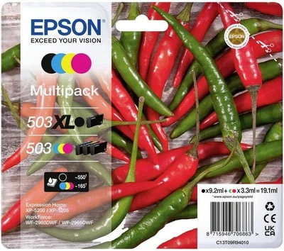 CARTUCCIA EPSON 503 PEPERONCINO MULTIPACK NERO XL + 3 COLORI FORMATO STANDARD - Imagen 1 de 4