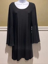 MSK New Black Bell-Sleeve Shift Dress M Sleeves Semi Sheer