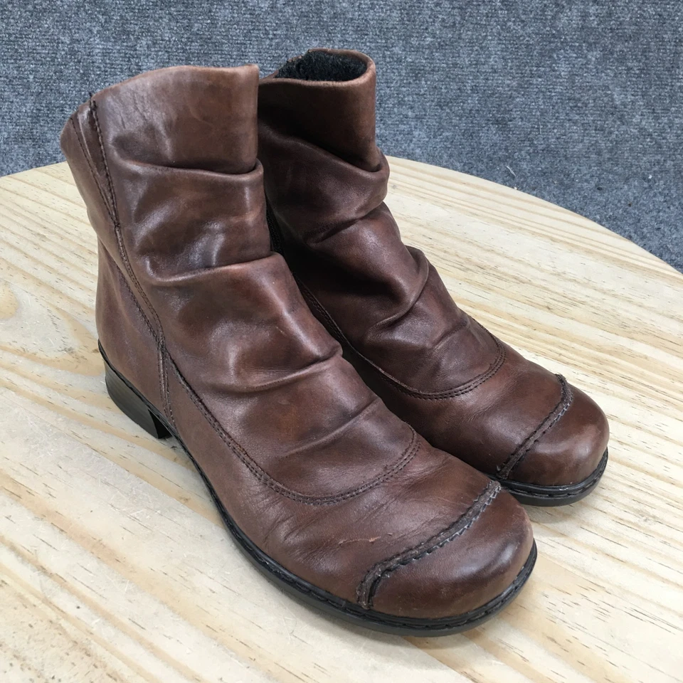 Rieker Botas Mujer 36 Botín Marrón Cremallera Lateral Informal Punta Redonda Tacones Bloque Foto 3 de 4