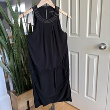 White House Black Market Halter Dress Size S Black Evening Cocktail