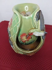 Hummingbird Tabletop Ceramic Fountain, Relaxing, Bubbling Indoor Multicolor