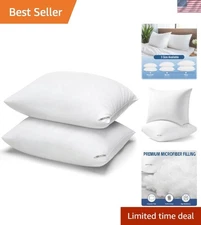 Set of 2 Luxurious Bed Pillows with Down Alternative Filling for Restful Nights