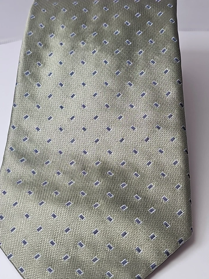 Corbata de seda tejida verde geométrica Calvin Klein 100 % habilidad Foto 2 de 4