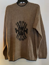 Vintage New Handmade Alpaca Wool Sweater Hand Knit Traditional Peruvian Trim