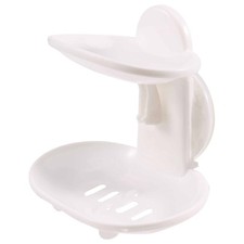 Soap Dish Strong Suction Soap Holder Cup Tray for Shower Bathroom White A5M4
