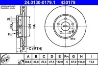 2X Ate Bremsscheibe 24.0130-0179.1 FüR MERCEDES-BENZ