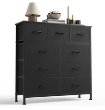 9-Drawer Fabric Dresser w/ Wood Top  Metal Frame with Easy Pull Handles