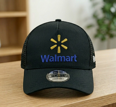 #ad Walmart Logo 2D Embroidered Hat Black Trucker Mesh Cap Adjustable NEW $25.50
