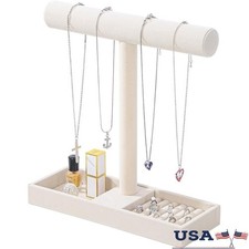 Handmade Velvet T-Bar Jewelry Organizer Stand Necklaces Bracelets Rings New