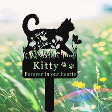 Custom Cat Memorial Metal Stake, Personalized Grave Marker, Cat Loss Garden Gift