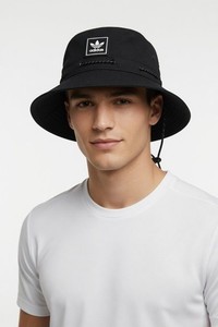 Image of Adidas Originals Utility 2.0 Boonie Bucket Hat Stash Pocket Black Unisex, NEW