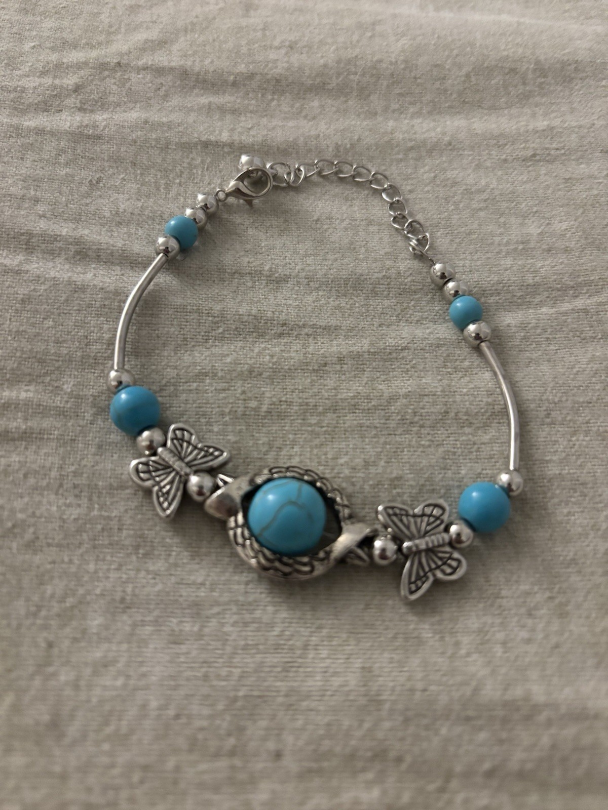Native Inspired Turquoise and Silver Butterfly Br… - image 3