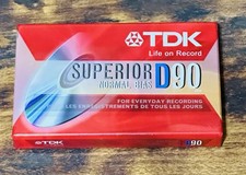 TDK Superior D90 Normal Bias Audio Cassette Tape 90 Min Type I Sealed New