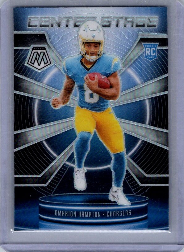 2025 Panini Mosaic #6 Omarion Hampton Center Stage Mosaic Silver