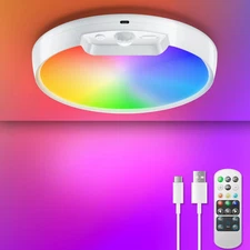 Rechargeable RGB Shower Light with Remote, Wireless Battery Operated Motion Sens