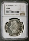 1921 $1 Morgan Silver Dollar NGC MS62