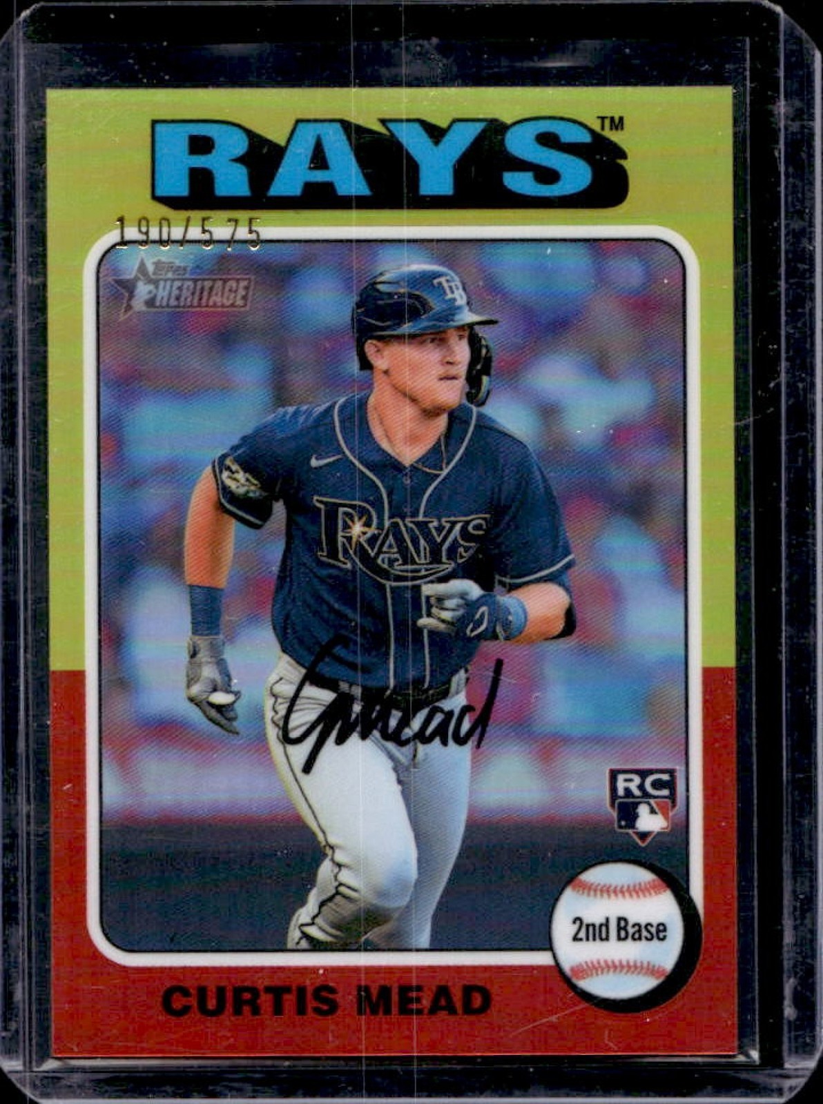 2024 Topps Heritage Curtis Mead Chrome RC Refractor Rookie #190/575 Rays