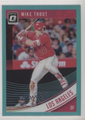 2018 Panini Donruss Optic Aqua Prizm /299 Mike Trout (Batting Leg Kick) #121 4l6