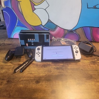 Nintendo Switch Oled 64 Gb With Mario Skin Non Oem HDMI Tested W/ 128gb MicroSD