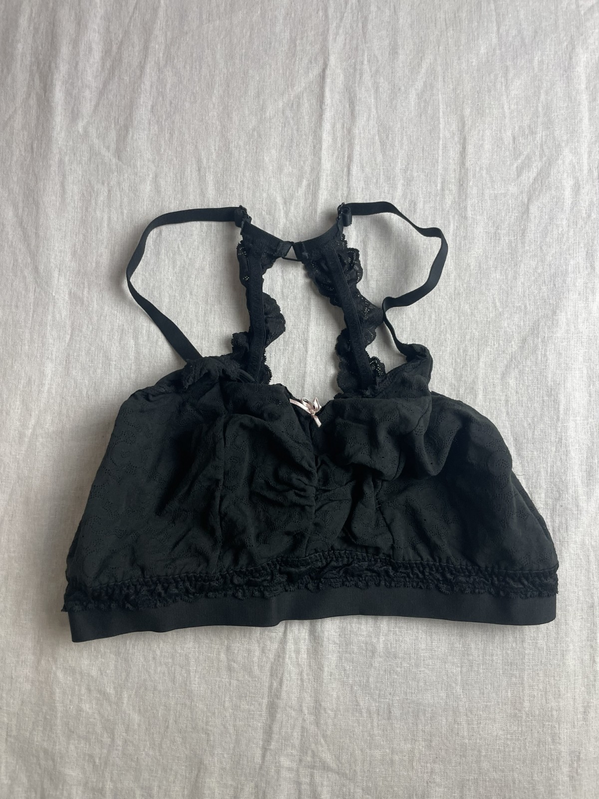 Cacique Black Size 18/20 Gothic Coquette Boho Chic Stretch Lace Unlined Bralette