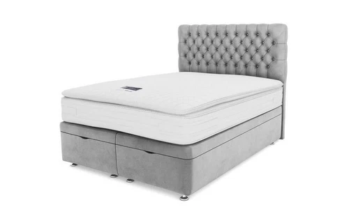 DFS Claxby Silver Crushed Velvet Super King Ottoman Storage Bed Base RRP £699