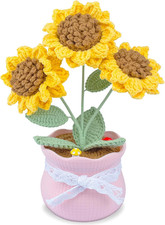 Knitting Crochet Sunflower Flowers Potted Plants, Sunflowers for Friends, Studen