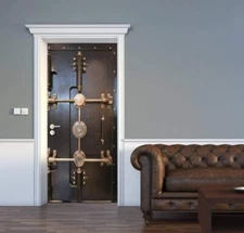 AceChic Door Decal Antique Bank Vault Door Metal Door 3D Door Sticker Removab...