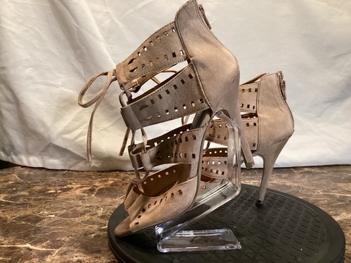 City Snappers Heels Suede Laced Up/Cut-Out/Heel Zip Size 8 - Picture 3 of 8