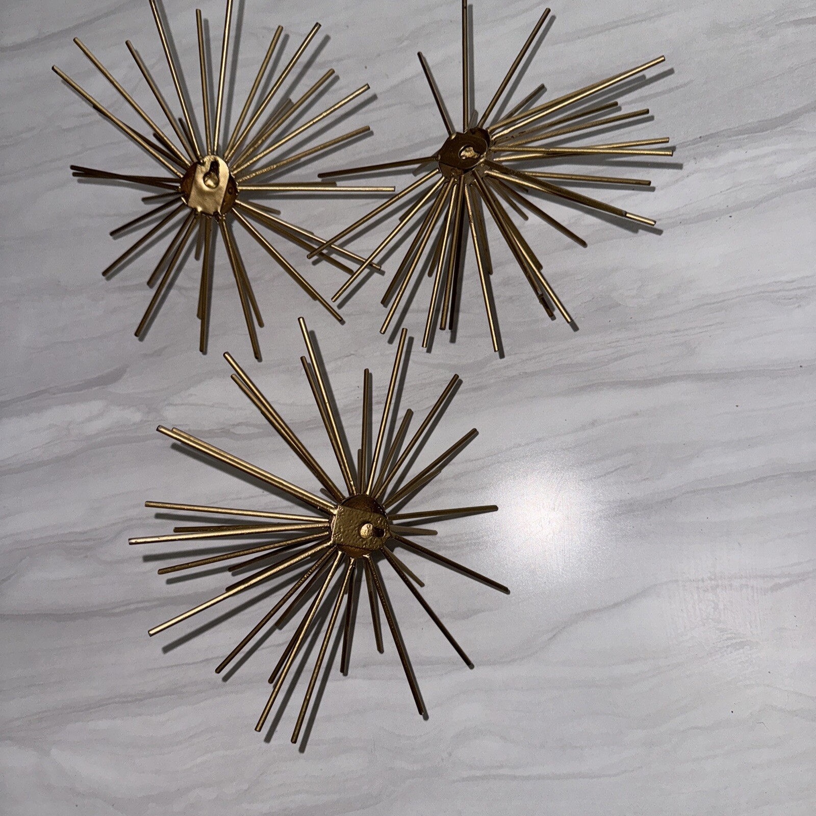 Vintage MidCentury MCM Gold Tone Metal Atomic Starburst Sea Urchins