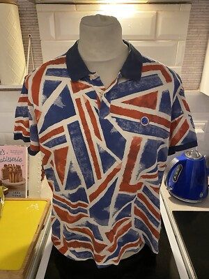 【oasis】PRETTY GREEN UNION JACK POLO Rare Pretty Green Union Jack Polo Shirt XL Oasis Liam