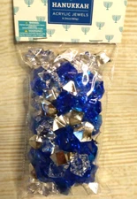 New! Hanukkah Acrylic Jewels 6.3 oz Bag Blue Silver Clear Scatter Filler Table