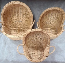 Wicker Rattan Bassinet Basket Nesting Peacock Room Decor Baby Shower - Set of 3