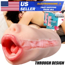 Realistic-Deep-Throat-Male-Masturbator-Mouth-Oral-Vagina Blowjob-Stroker Sex Toy