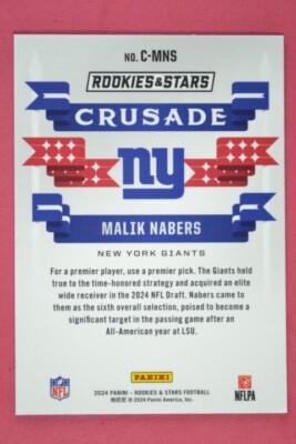 Carte à Collectionner MALIK NABERS - Rookies & Stars 2024 Gold /25 - New York Giants - Near Mint