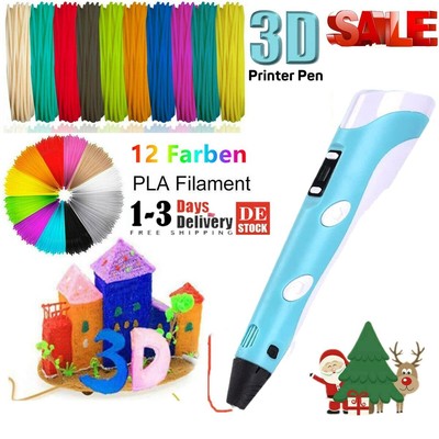 3D-STIFTE SET 3D DRUCK-STIFT MIT 12 Farben 120 FT PLA FILAMENT PRINTING DIY PEN