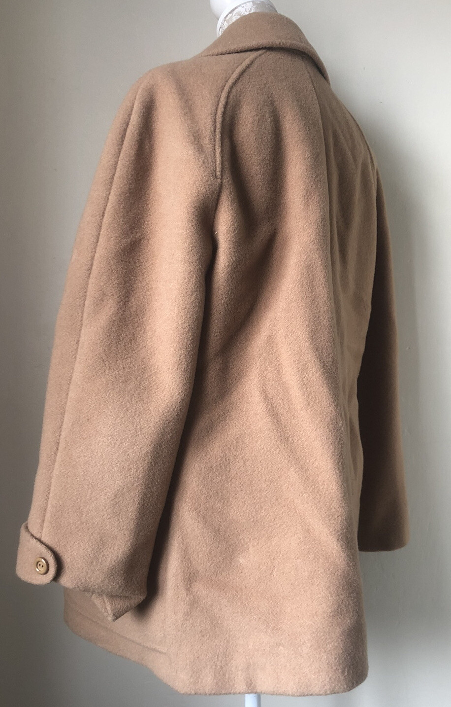 Vintage M&S St Michael Pea Coat UK 18 Beige Wool 1980s Women’s image 6