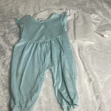 Vintage 80s Lullaby Land 6-9 Month Blue Jumper with Mothercare White Top