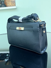 Accessorize Twist Lock Faux Leather Cross-Body Bag Black NEW