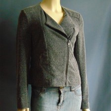 Catherine Malandrino Runway Black White Tweed Moto Jacket M